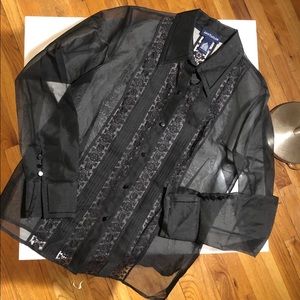 Sheer Ann Taylor blouse w/ lace panels